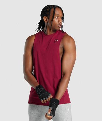 Pánské Tílko Gymshark Critical 2.0 Drop Arm Vínové | CZ 2303OKI